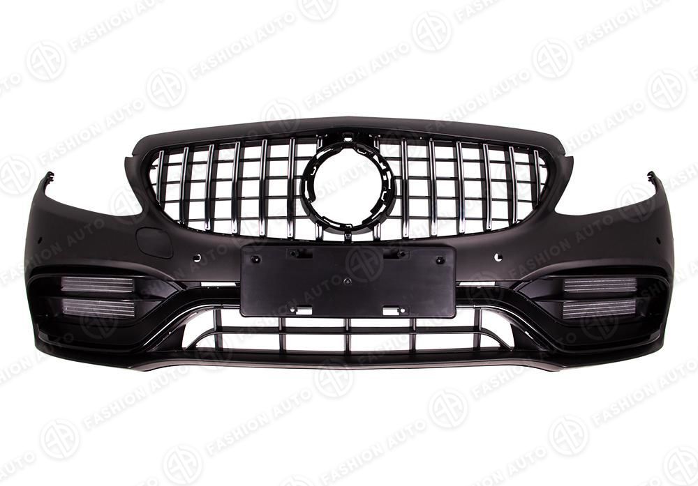 Передний бампер 63 AMG с решеткой радиатора Mercedes C-Class W205 Coupe рестайлинг