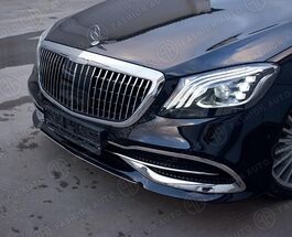 Хром переднего бампера Maybach 222 на Mercedes S-Class W222 рестайлинг